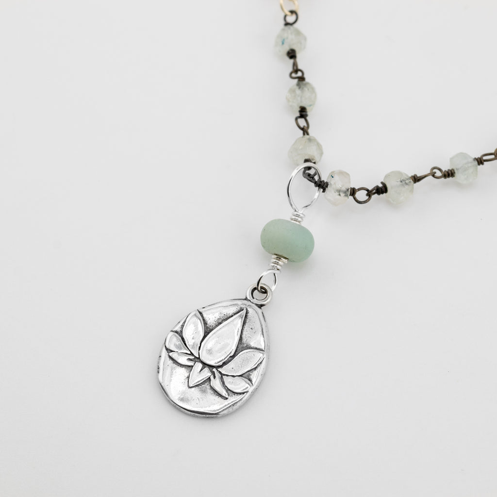 Lotus on Aquamarine Necklace - Holly Lane