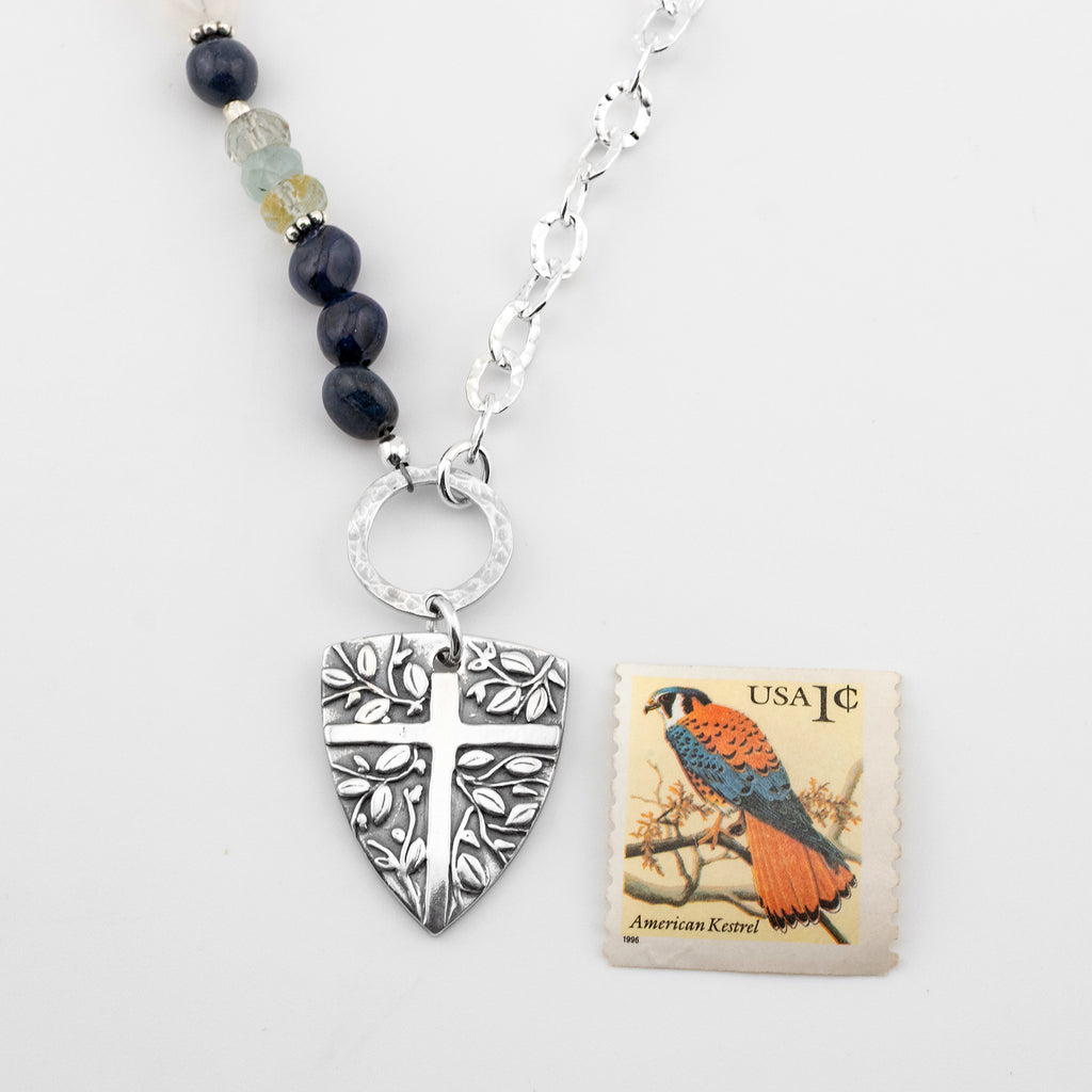 Shield on Dumortierite Necklace - Holly Lane