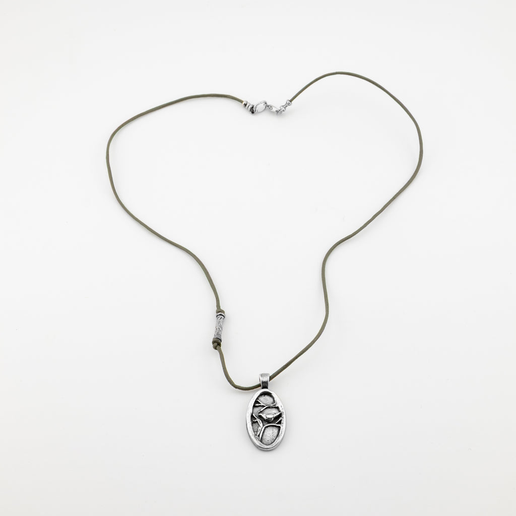 Birds of the Air Oval Gray Necklace - Holly Lane