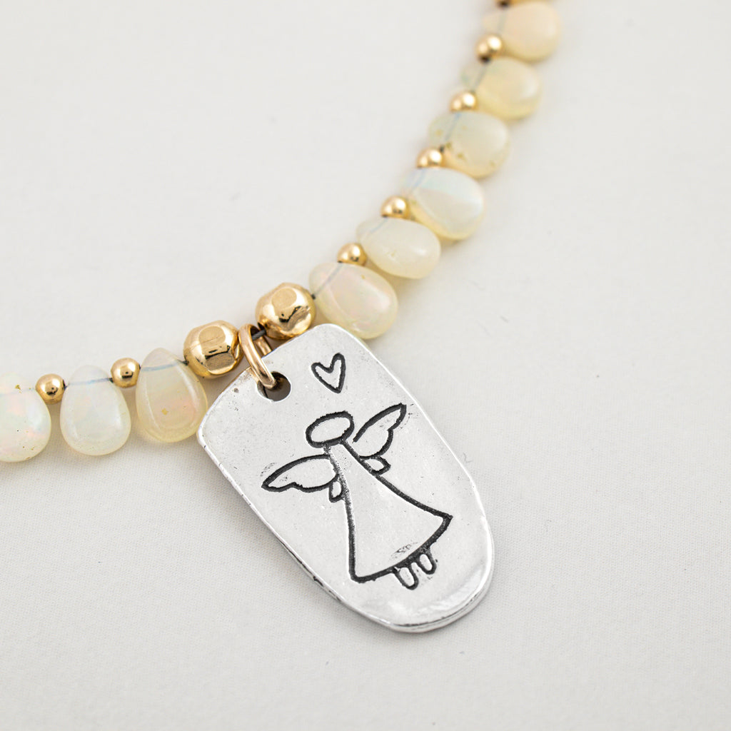Rainbow Opal Angel Necklace - Holly Lane