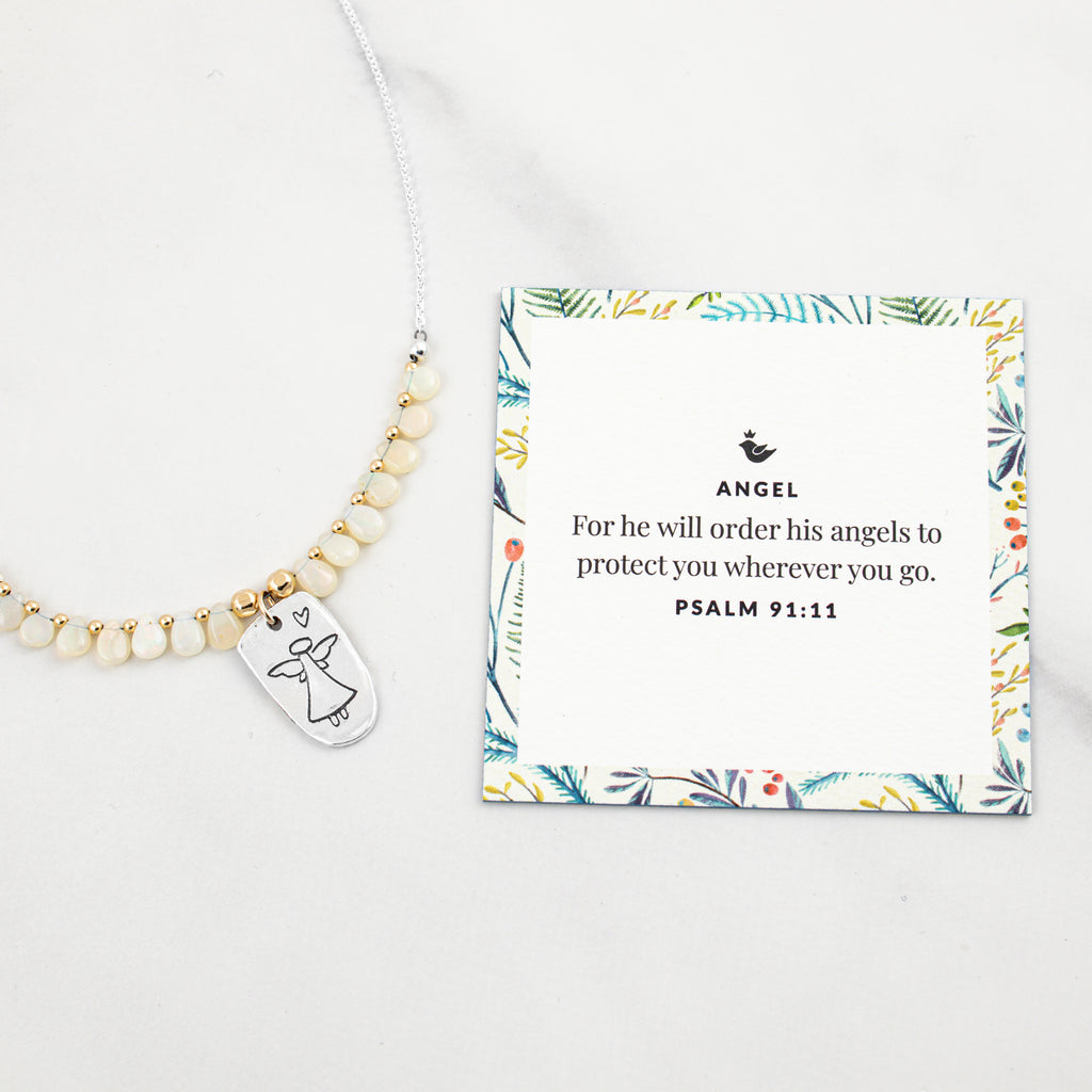 Rainbow Opal Angel Necklace - Holly Lane