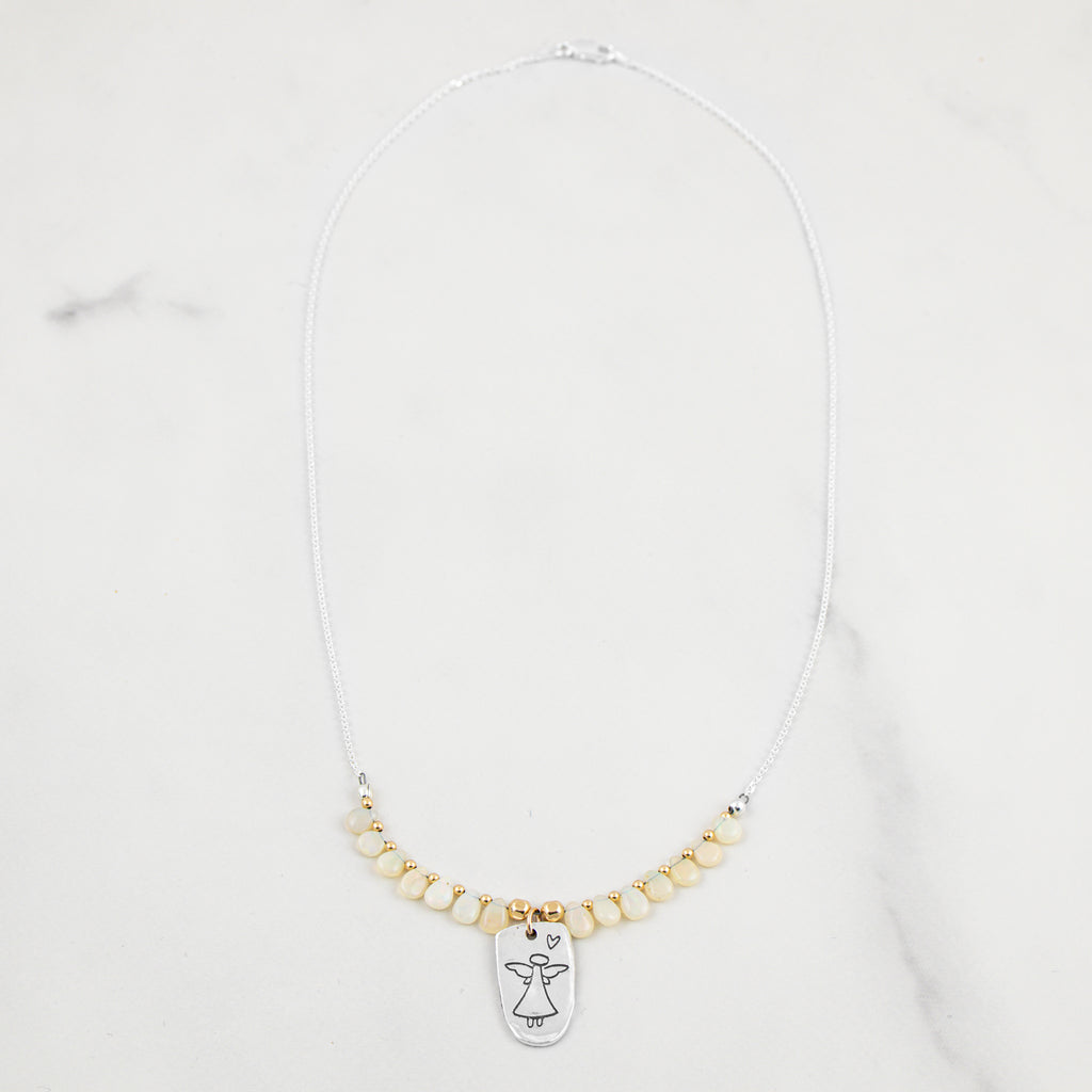 Rainbow Opal Angel Necklace - Holly Lane