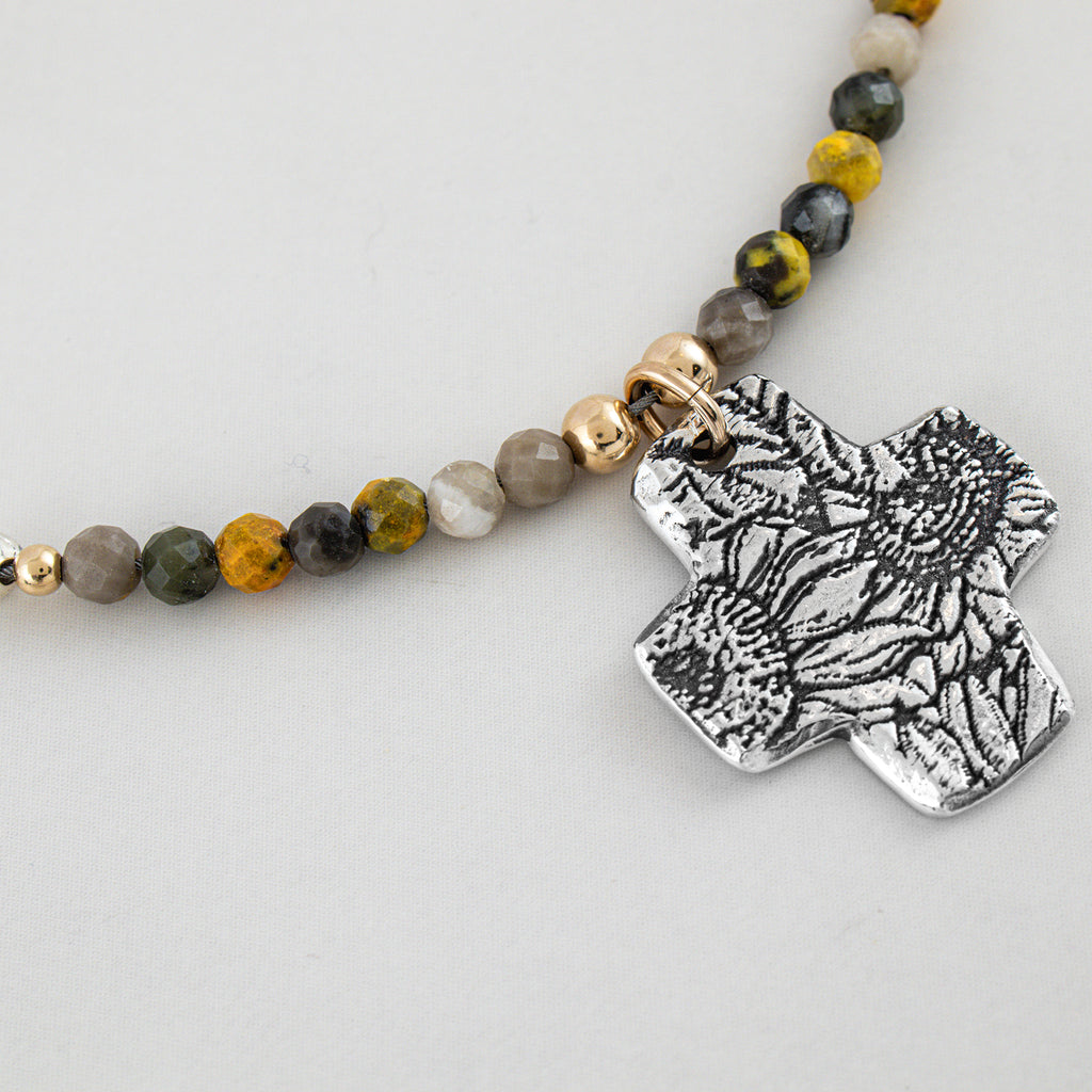 Sunflower Cross Necklace - Holly Lane