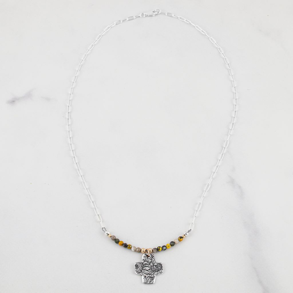 Sunflower Cross Necklace - Holly Lane