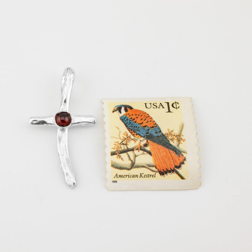 Floating Cross Pendant Garnet - Holly Lane
