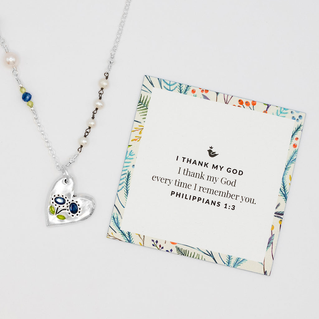 I Thank my God Heart Necklace