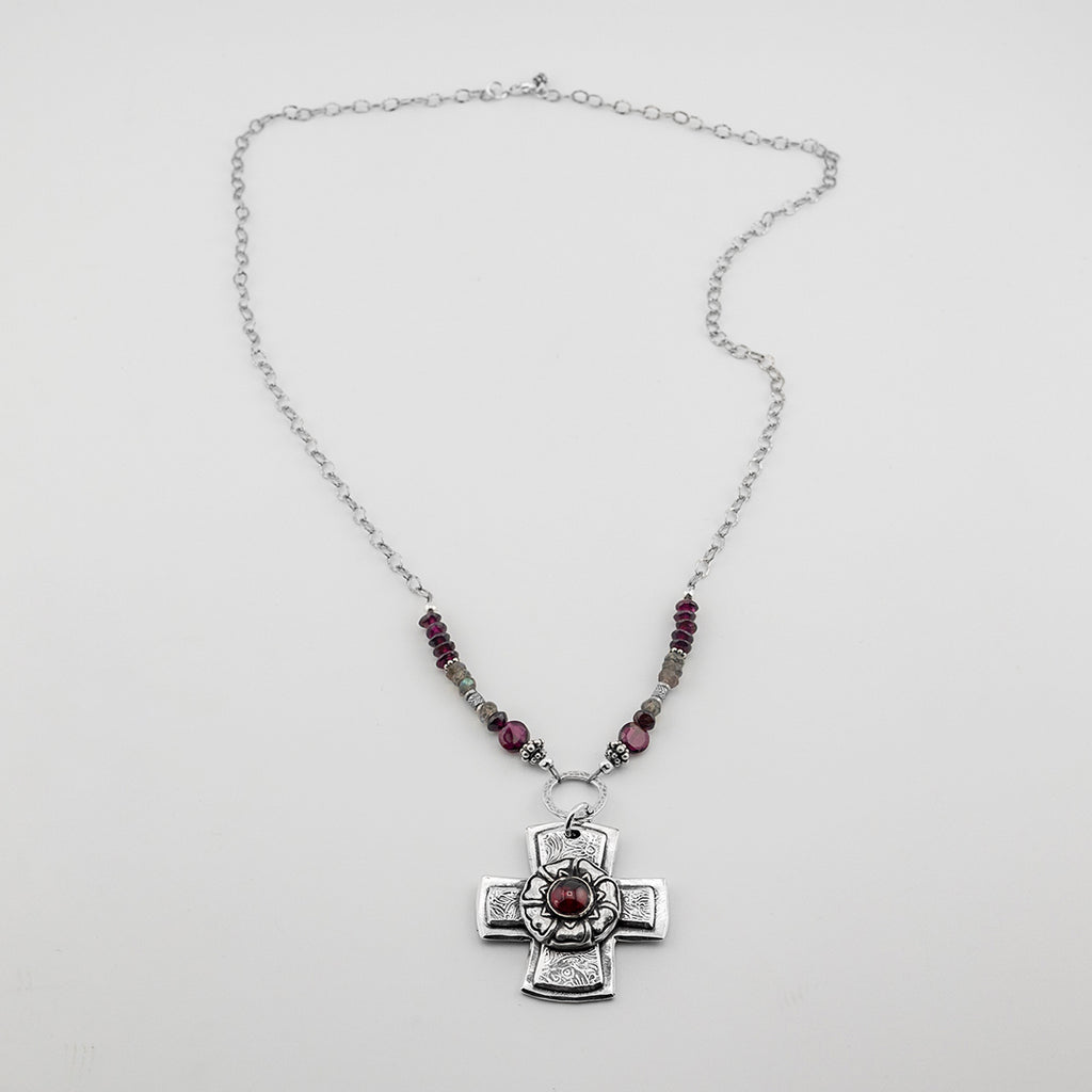 Garnet Beauty of the Cross Necklace