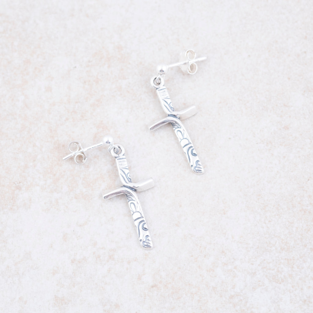 Ribbon Cross Earrings - Holly Lane