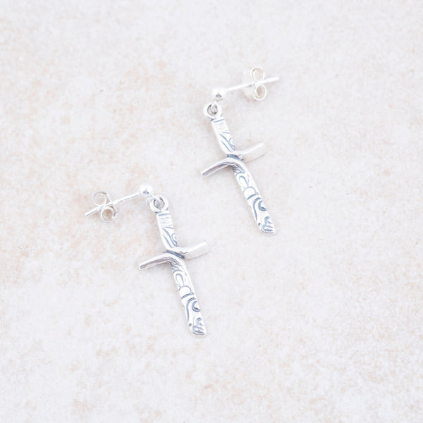 Ribbon Cross Earrings - Holly Lane