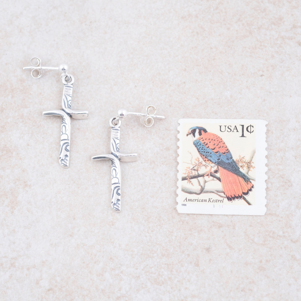 Ribbon Cross Earrings - Holly Lane