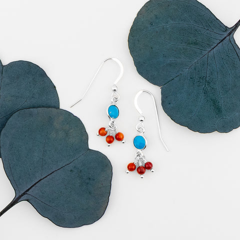 Turquoise & Coral Earrings
