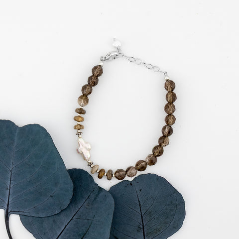 Smoky Quartz Cross Bracelet - Holly Lane
