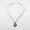 White Pearl Cross Necklace