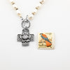 White Pearl Cross Necklace