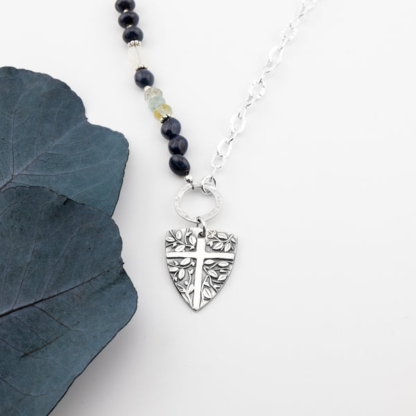 Shield on Dumortierite Necklace - Holly Lane