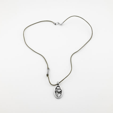 Birds of the Air Oval Gray Necklace