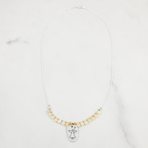Rainbow Opal Angel Necklace