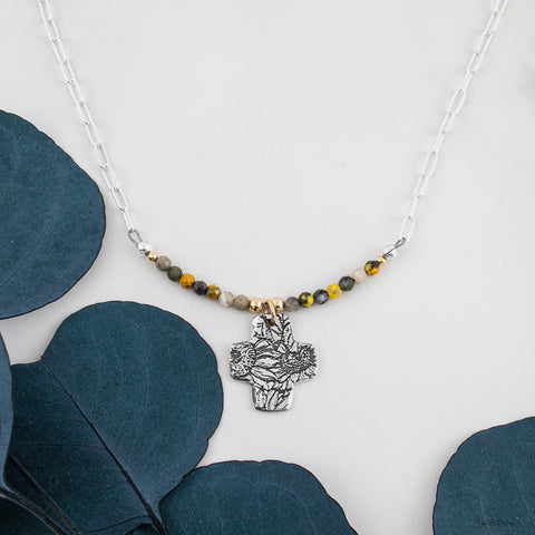 Sunflower Cross Necklace - Holly Lane