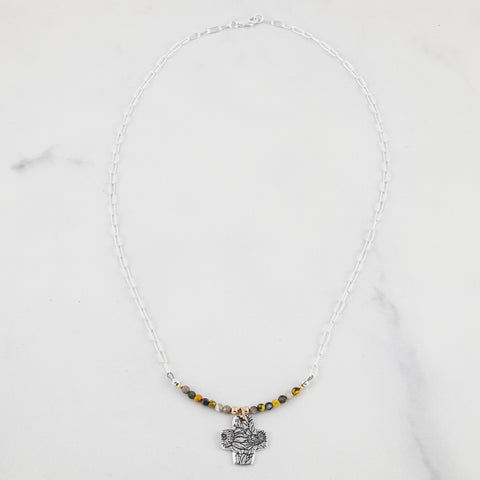 Sunflower Cross Necklace