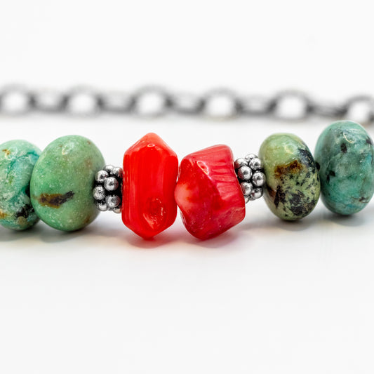 Turquoise and Coral Bracelet