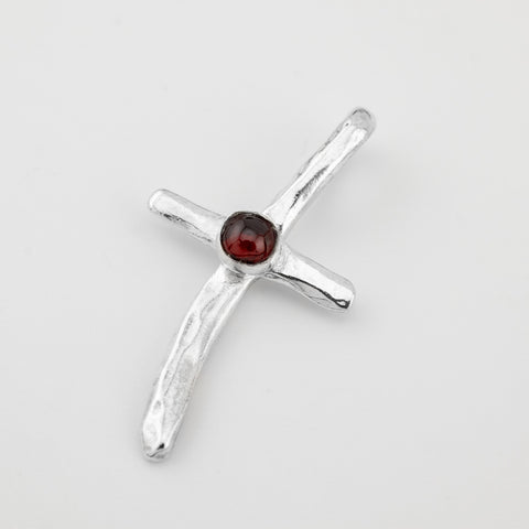 Floating Cross Pendant Garnet
