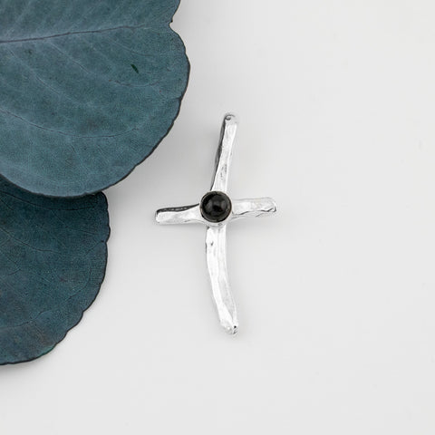 Floating Cross Pendant Black Onyx - Holly Lane