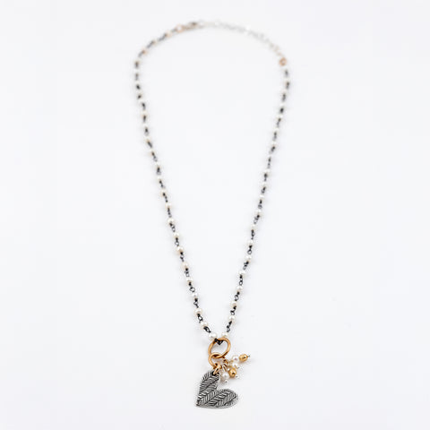 Feather Heart Cluster Necklace - Holly Lane