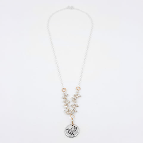 Pearl Hummingbird Necklace