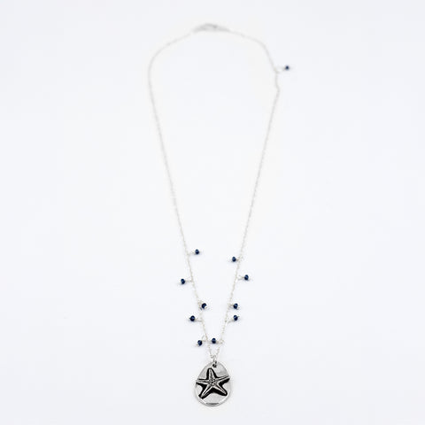 Blue Crystal Starfish Necklace