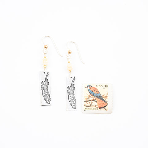 Opal Feather Earrings