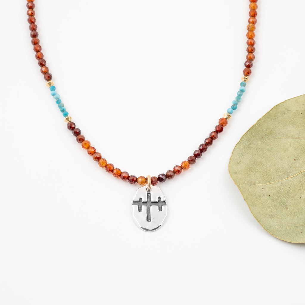 Beaded Rugged Cross Necklace