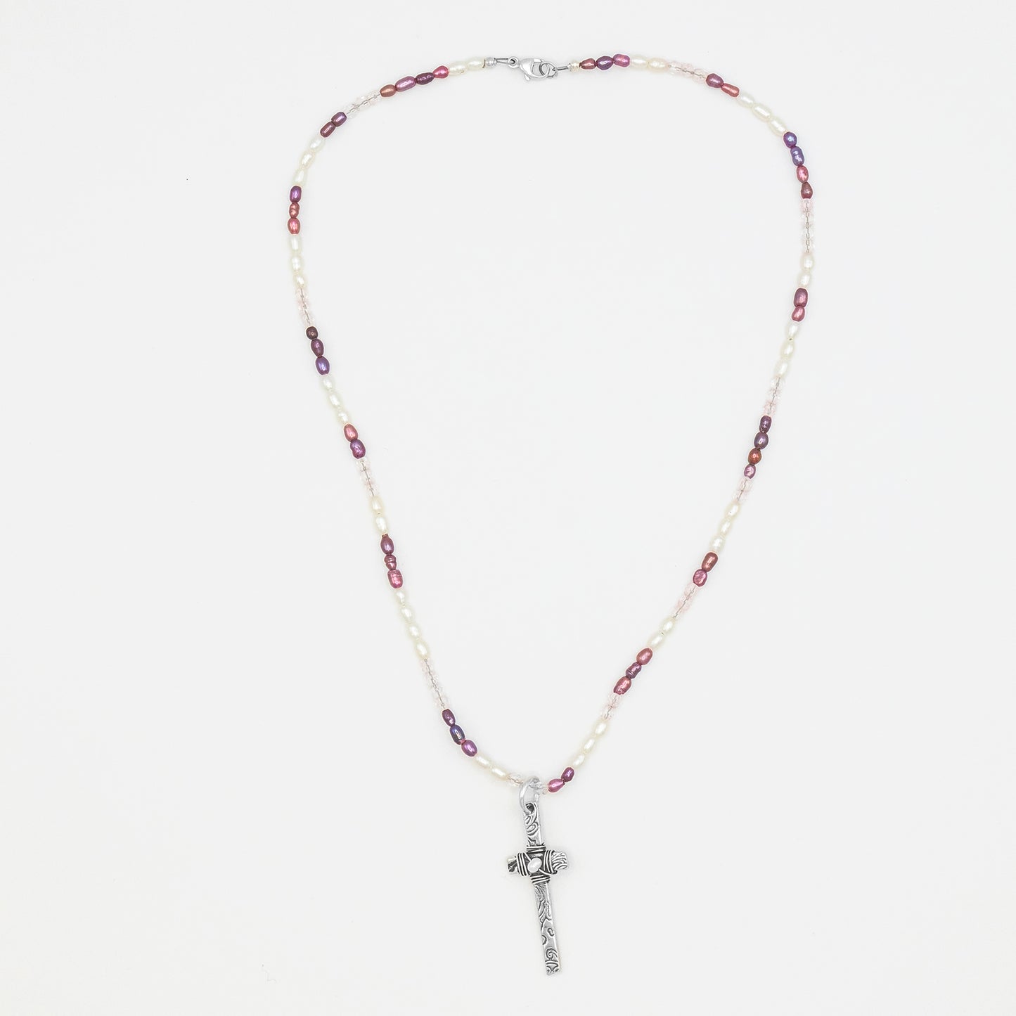Pearl Beaded Grace Cross Necklace