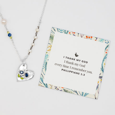 I Thank my God Heart Necklace