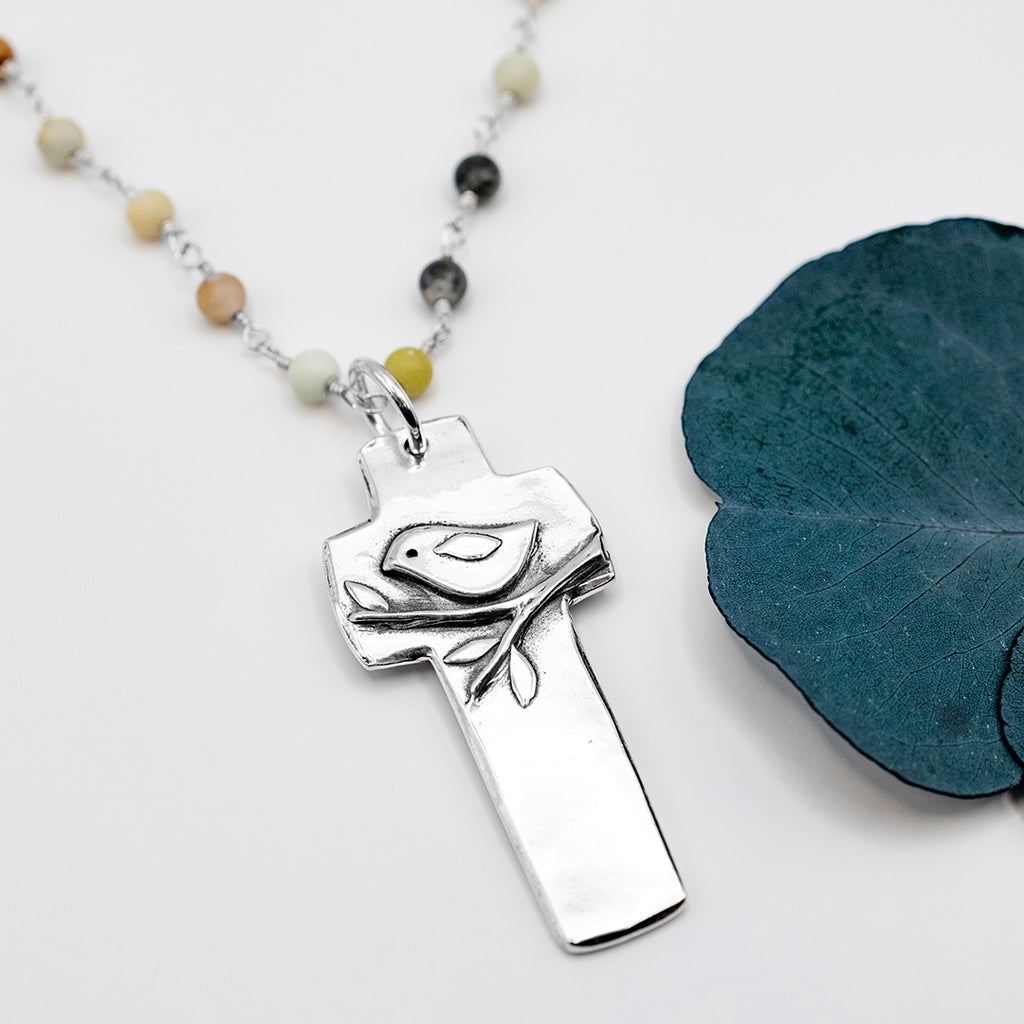 Birds of the Air Cross Necklace