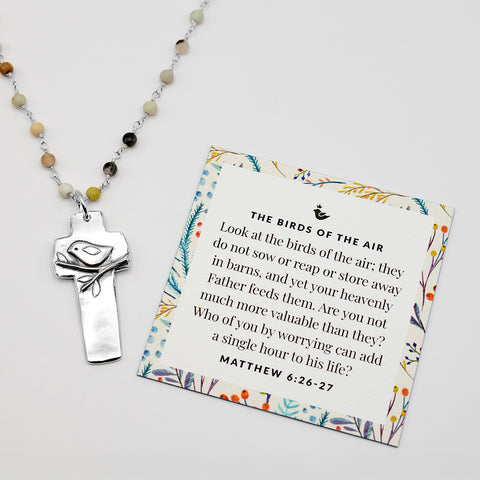 Birds of the Air Cross Necklace