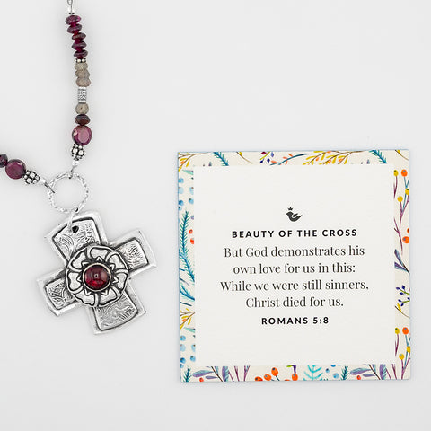 Garnet Beauty of the Cross Necklace