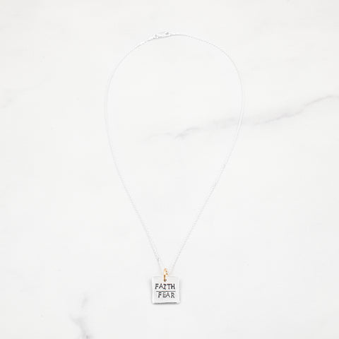 Square Faith Over Fear Necklace - Holly Lane