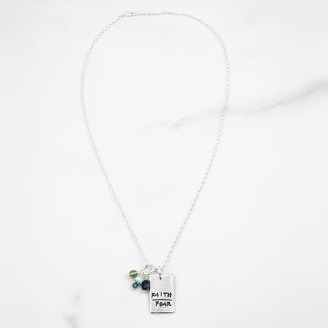 Faith Over Fear Blue Cluster Necklace - Holly Lane