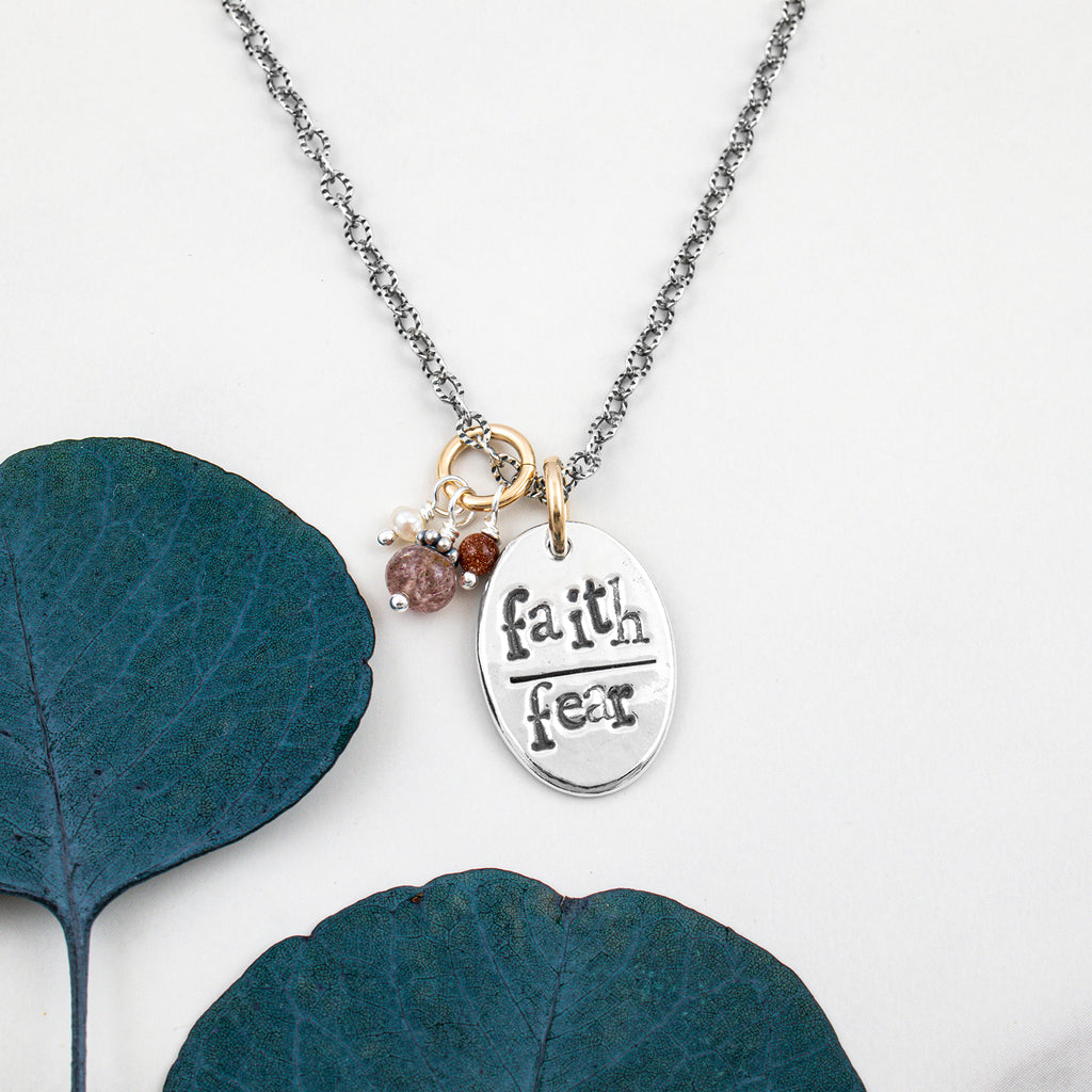 Faith Over Fear Cluster Necklace - Holly Lane