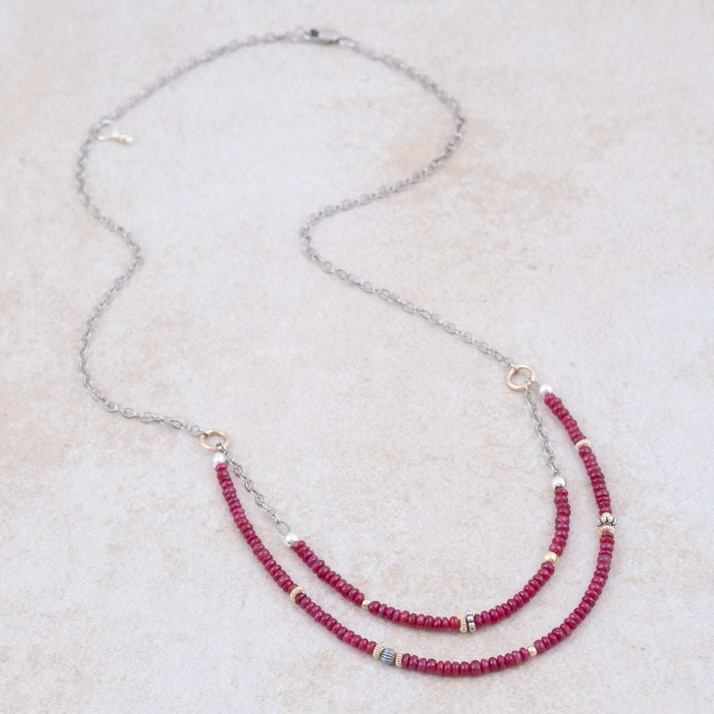 Double-Stranded Rubies Necklace
