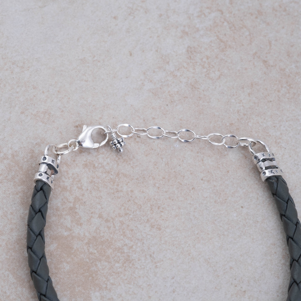 Braided Leather and Sterling Silver Bracelet