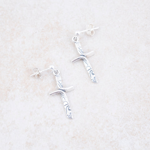 Ribbon Cross Earrings - Holly Lane